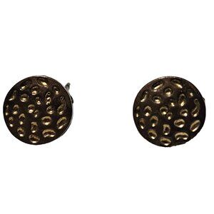 Vintage Elegant Gold Tone Spotted Disc Stud Earrings Fashion Jewelry Women